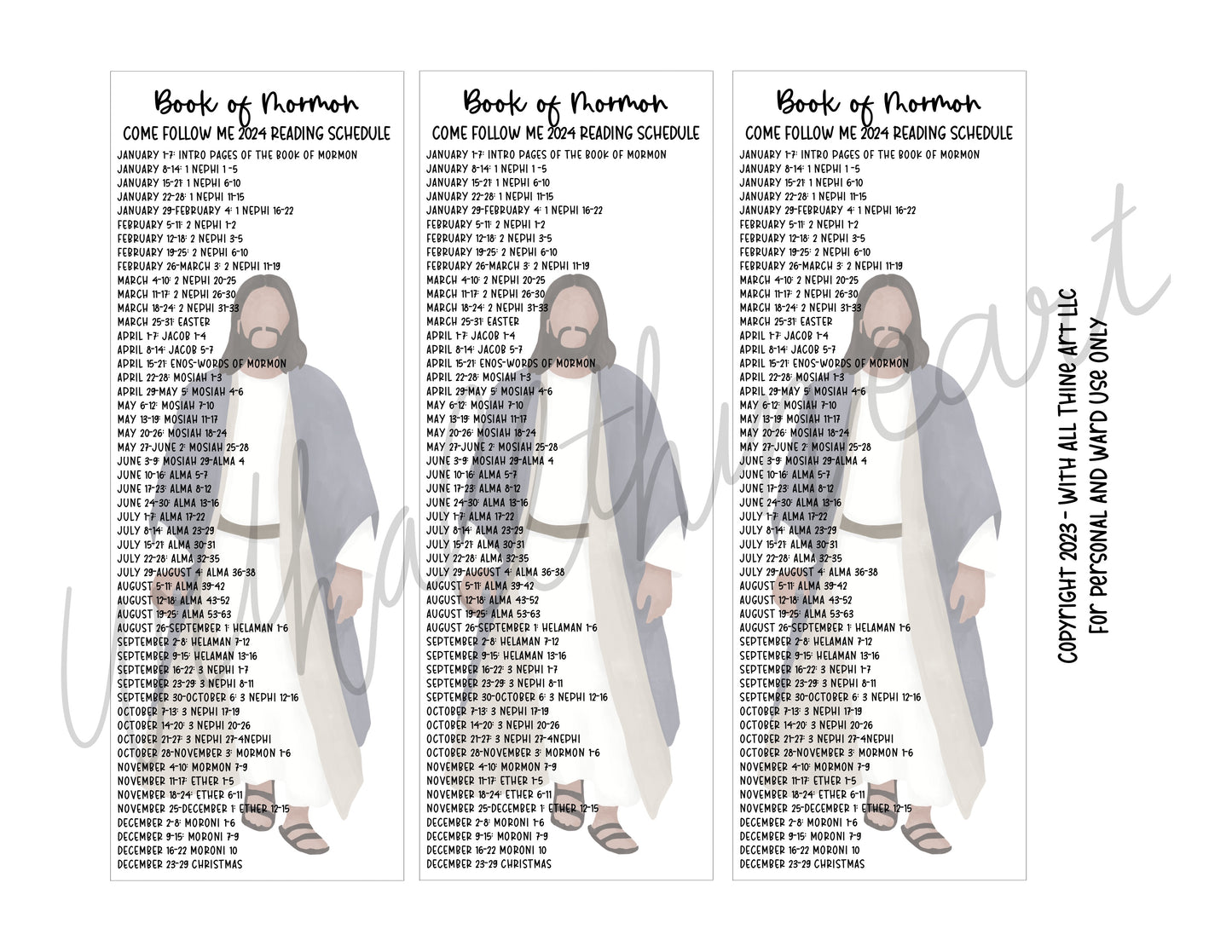 Come Follow Me 2024 Book of Mormon Reading Schedule Bookmarks