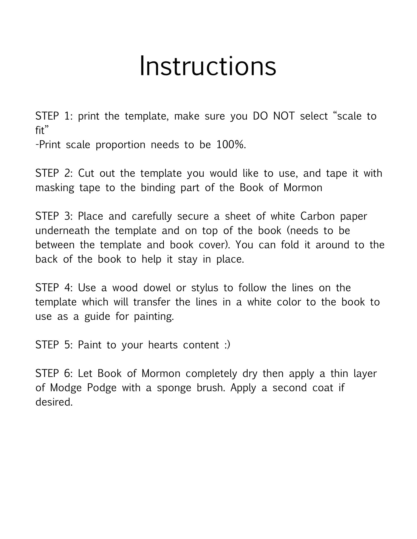Painting Book of Mormon Templates
