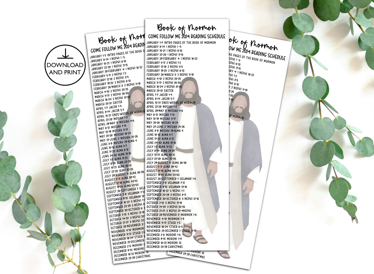Come Follow Me 2024 Book of Mormon Reading Schedule Bookmarks