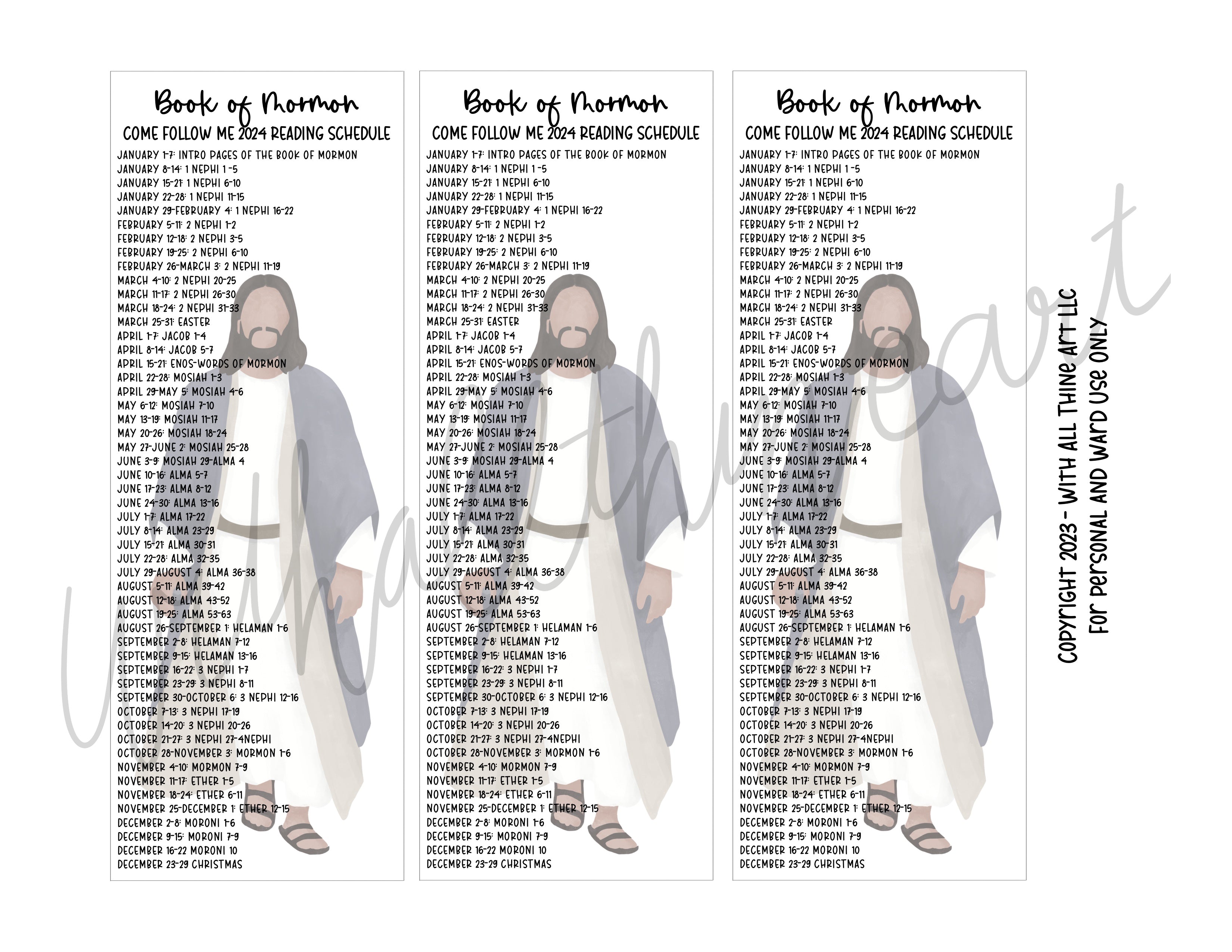 Come Follow Me 2024 Book Of Mormon Reading Schedule Bookmarks