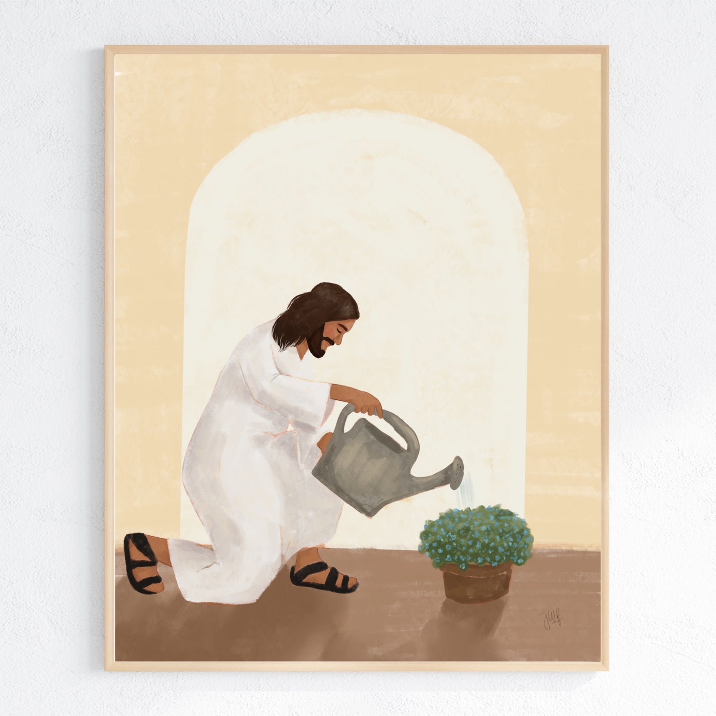 Planting Seeds - Jesus Watering Forget Me Not Flowers