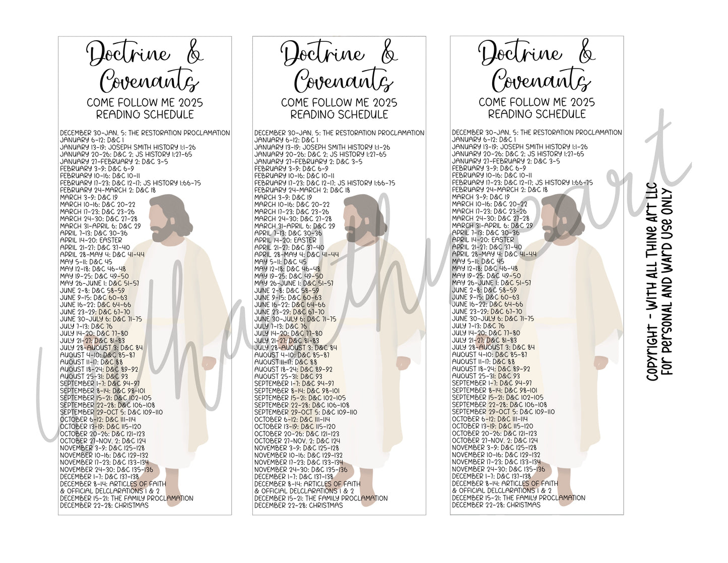 Come Follow Me 2025 Reading Schedule Doctrine and Covenants Bookmarks