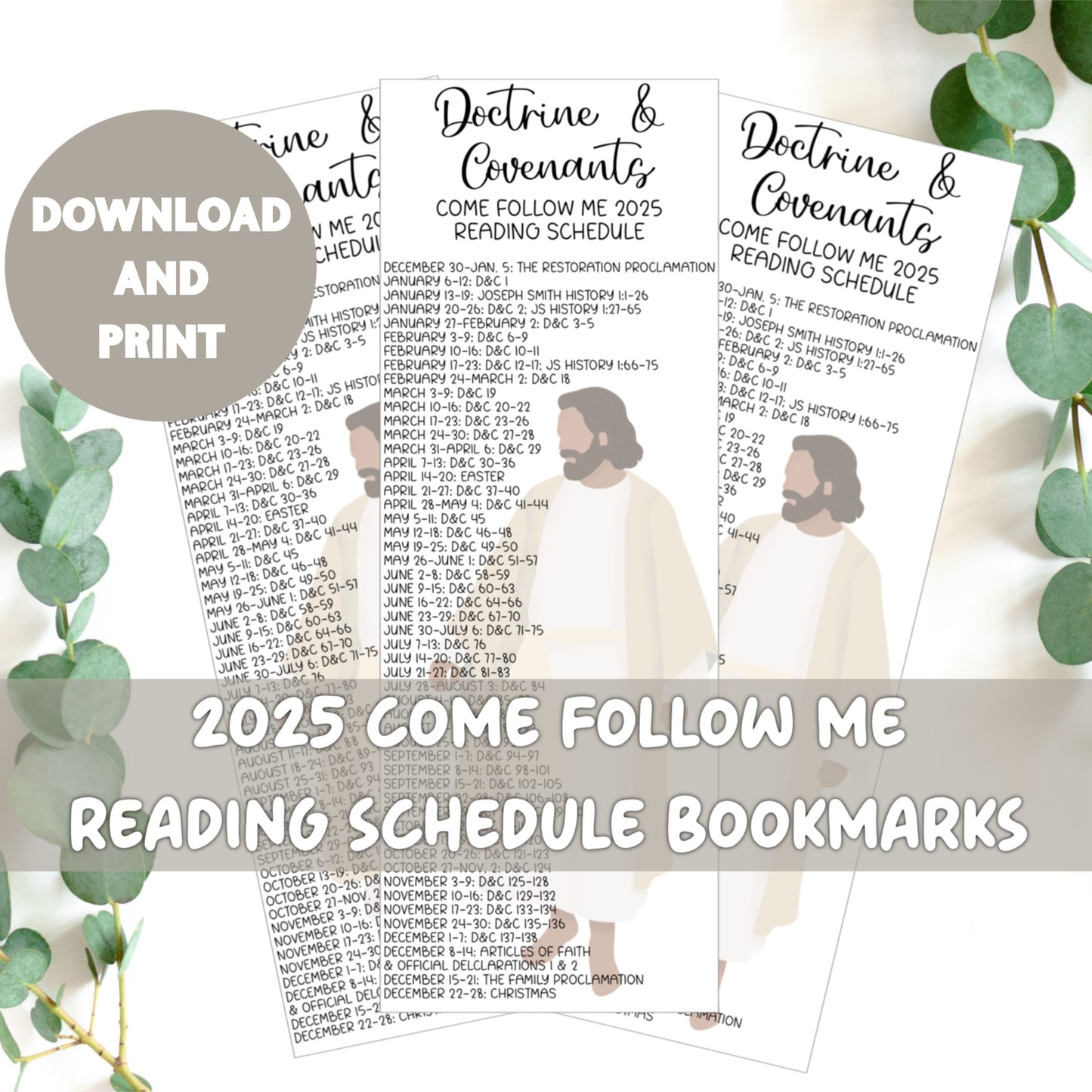 Come Follow Me 2025 Reading Schedule Doctrine and Covenants Bookmarks