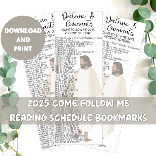 Come Follow Me 2025 Reading Schedule Doctrine and Covenants Bookmarks