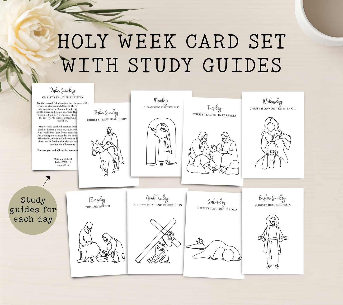 Holy Week Easter Card Set and Study Guide